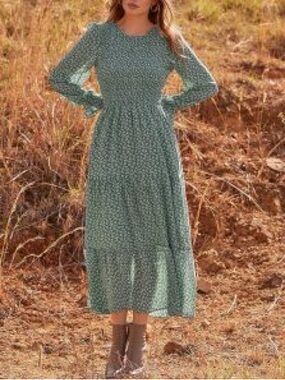 Fashion Brand Company Emerald Green Smocked Maxi Dress